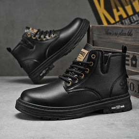 Botas de Caminhada Masculinas Vintage de Cano Médio KOONEXY, Novo Estilo Jovem da Moda com Design de Sola Grossa, Adequadas para Uso Diário e Caminhada ao Ar Livre
