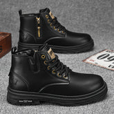 Botas de Caminhada Masculinas Vintage de Cano Médio KOONEXY, Novo Estilo Jovem da Moda com Design de Sola Grossa, Adequadas para Uso Diário e Caminhada ao Ar Livre