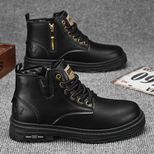 Botas de Caminhada Masculinas Vintage de Cano Médio KOONEXY, Novo Estilo Jovem da Moda com Design de Sola Grossa, Adequadas para Uso Diário e Caminhada ao Ar Livre