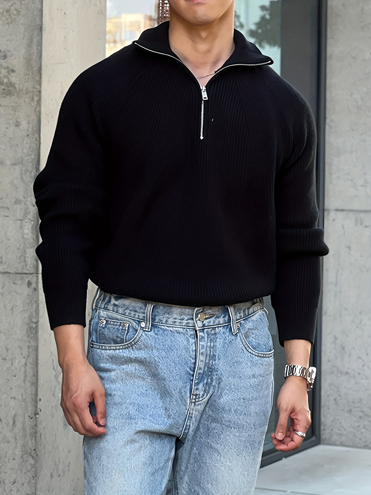 Suéter Raglan Cortina