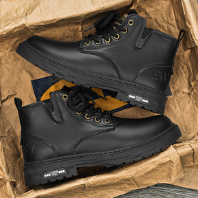 Botas de Caminhada Masculinas Vintage de Cano Médio KOONEXY, Novo Estilo Jovem da Moda com Design de Sola Grossa, Adequadas para Uso Diário e Caminhada ao Ar Livre