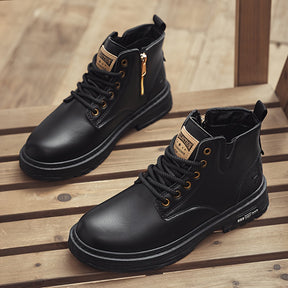 Botas de Caminhada Masculinas Vintage de Cano Médio KOONEXY, Novo Estilo Jovem da Moda com Design de Sola Grossa, Adequadas para Uso Diário e Caminhada ao Ar Livre