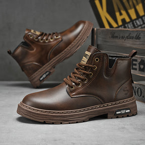 Botas de Caminhada Masculinas Vintage de Cano Médio KOONEXY, Novo Estilo Jovem da Moda com Design de Sola Grossa, Adequadas para Uso Diário e Caminhada ao Ar Livre